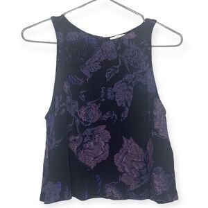 Women's Black Floral Sleeveless Tank Top